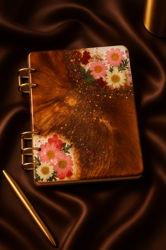 Heirloom Bloom Resin Notebook – Pressed Floral Keepsake Journal